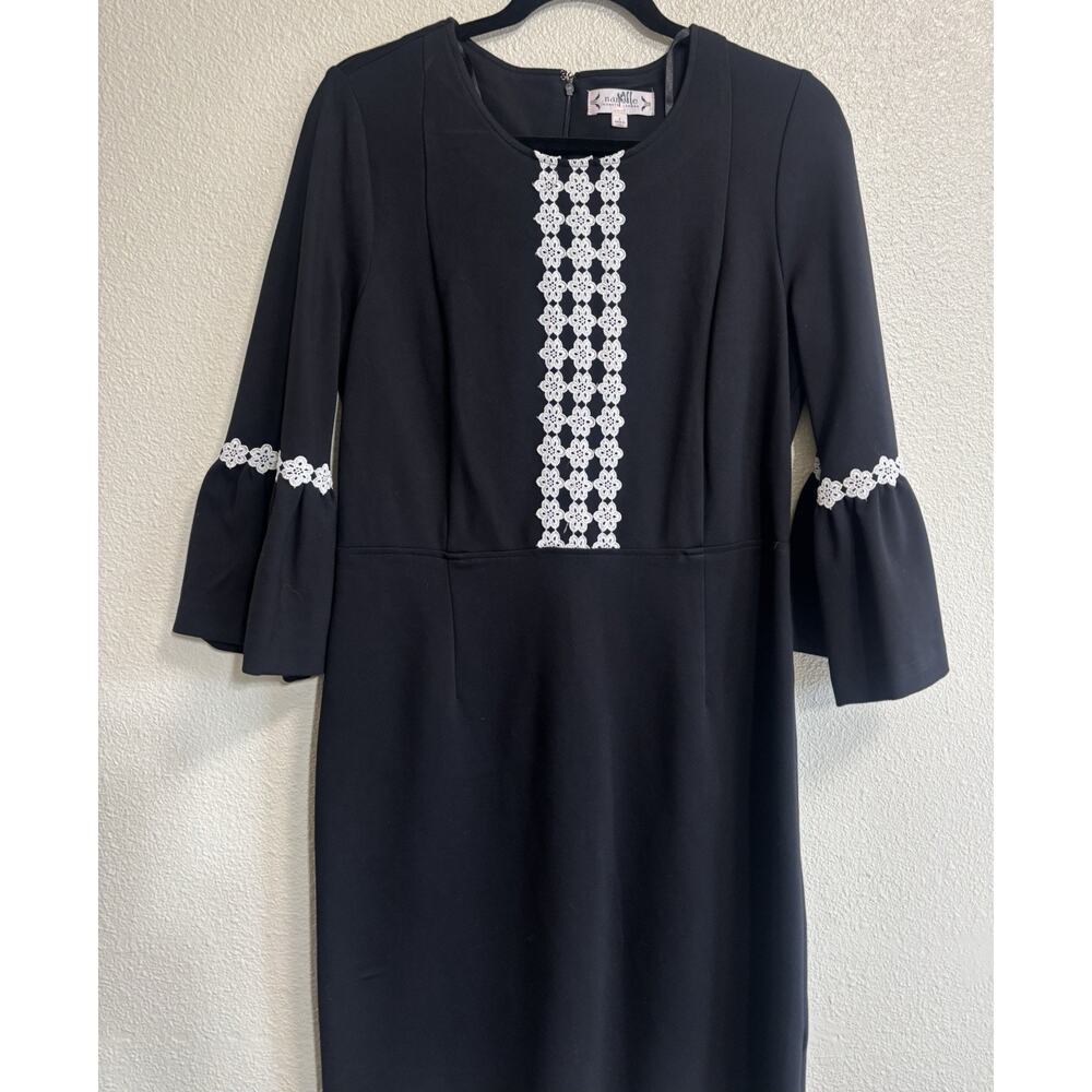 Nanette Lepore Women’s Size 8 Dress Black Crochet Formal Event Bell Sleeve - Picture 3 of 11